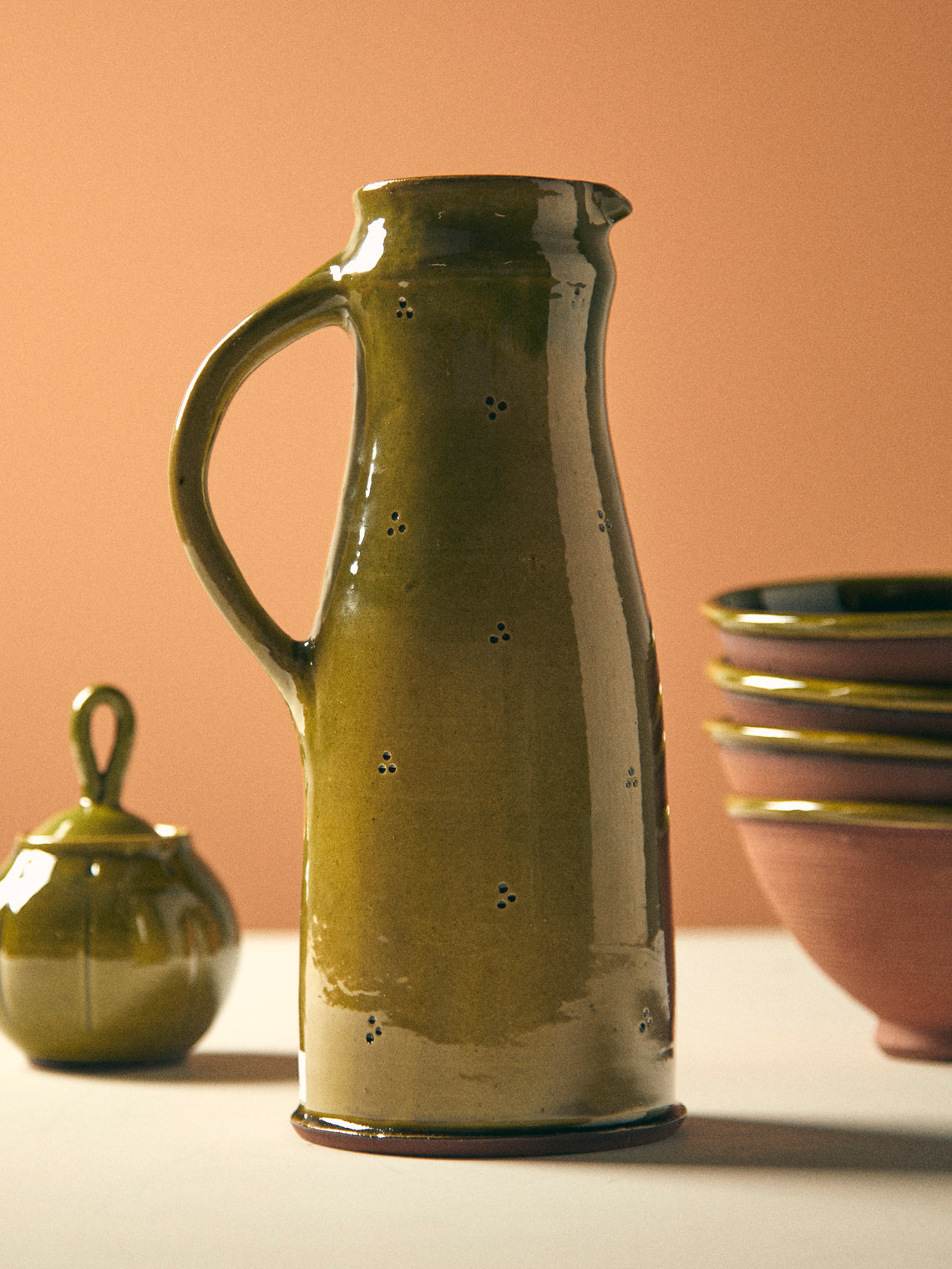 Neville Tatham - Slipware Large Jug - Green - ABASK