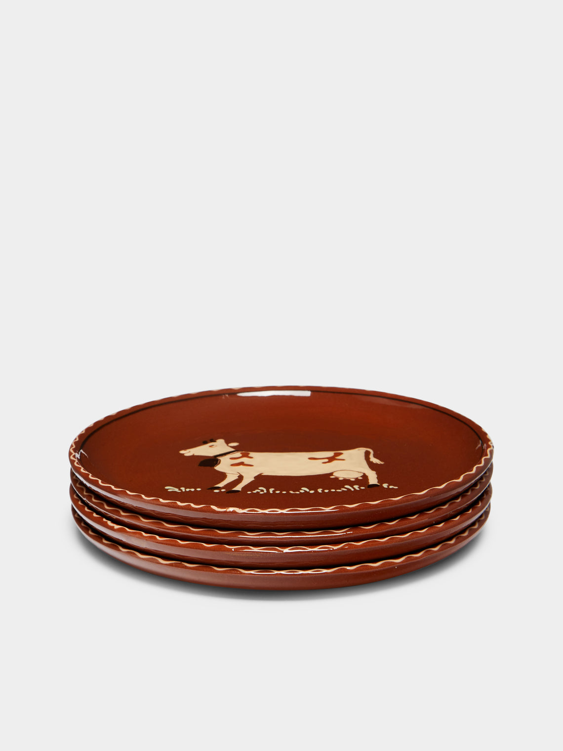 Poterie d’Évires - Cows Hand-Painted Ceramic Dinner Plates (Set of 4) -  - ABASK