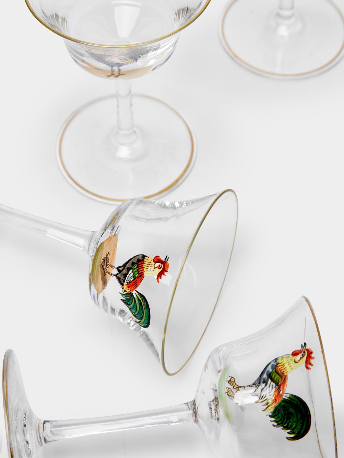 Antique and Vintage - 1920 French Art Deco Cockerel Cocktail Glasses (Set of 6) -  - ABASK