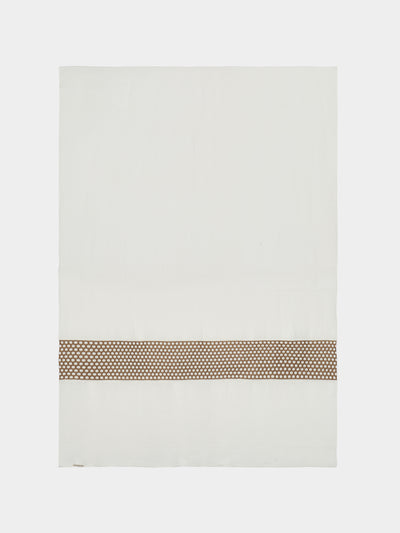 Borgo delle Tovaglie - Penelope Embroidered Linen Rectangular Tablecloth (126in/3.2m) - White - ABASK - 