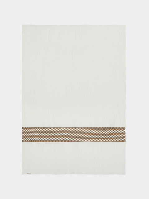 Borgo delle Tovaglie - Penelope Embroidered Linen Rectangular Tablecloth (126in/3.2m) - White - ABASK - 