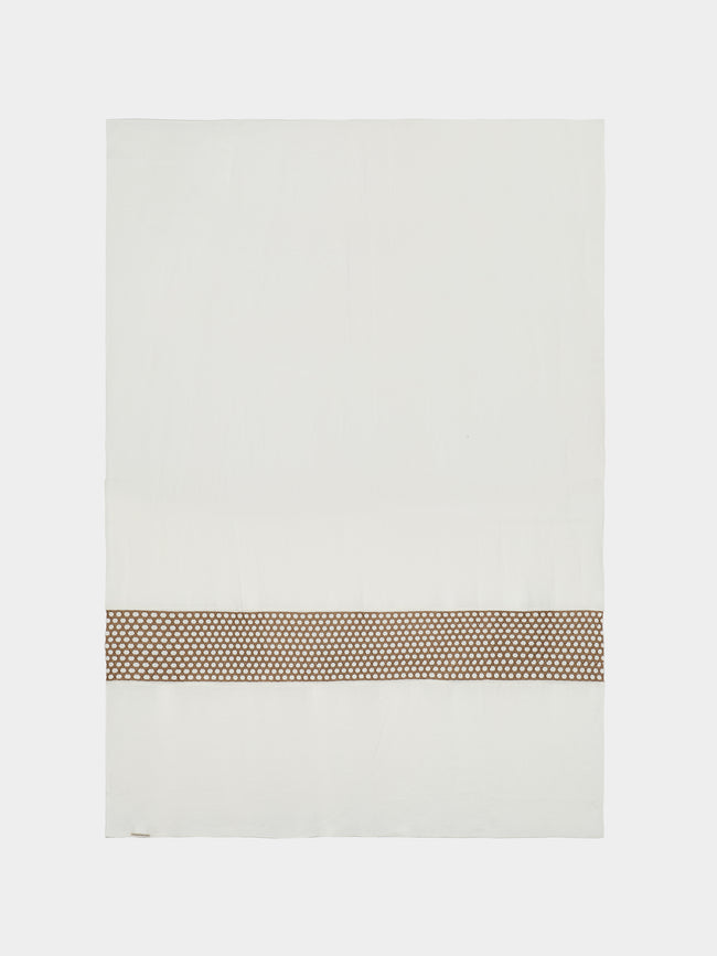 Borgo delle Tovaglie - Penelope Embroidered Linen Rectangular Tablecloth (126in/3.2m) - White - ABASK - 