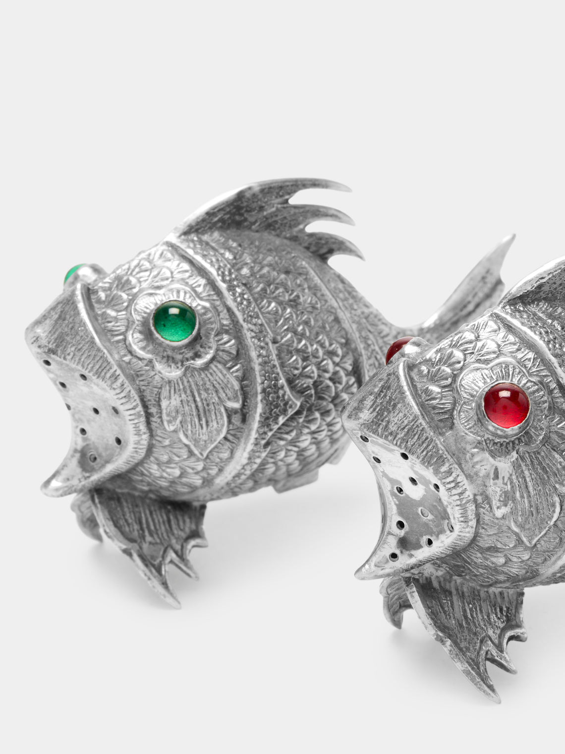 Antique and Vintage - Early-20th Century Solid Silver Fish Salt and Pepper Shakers -  - ABASK
