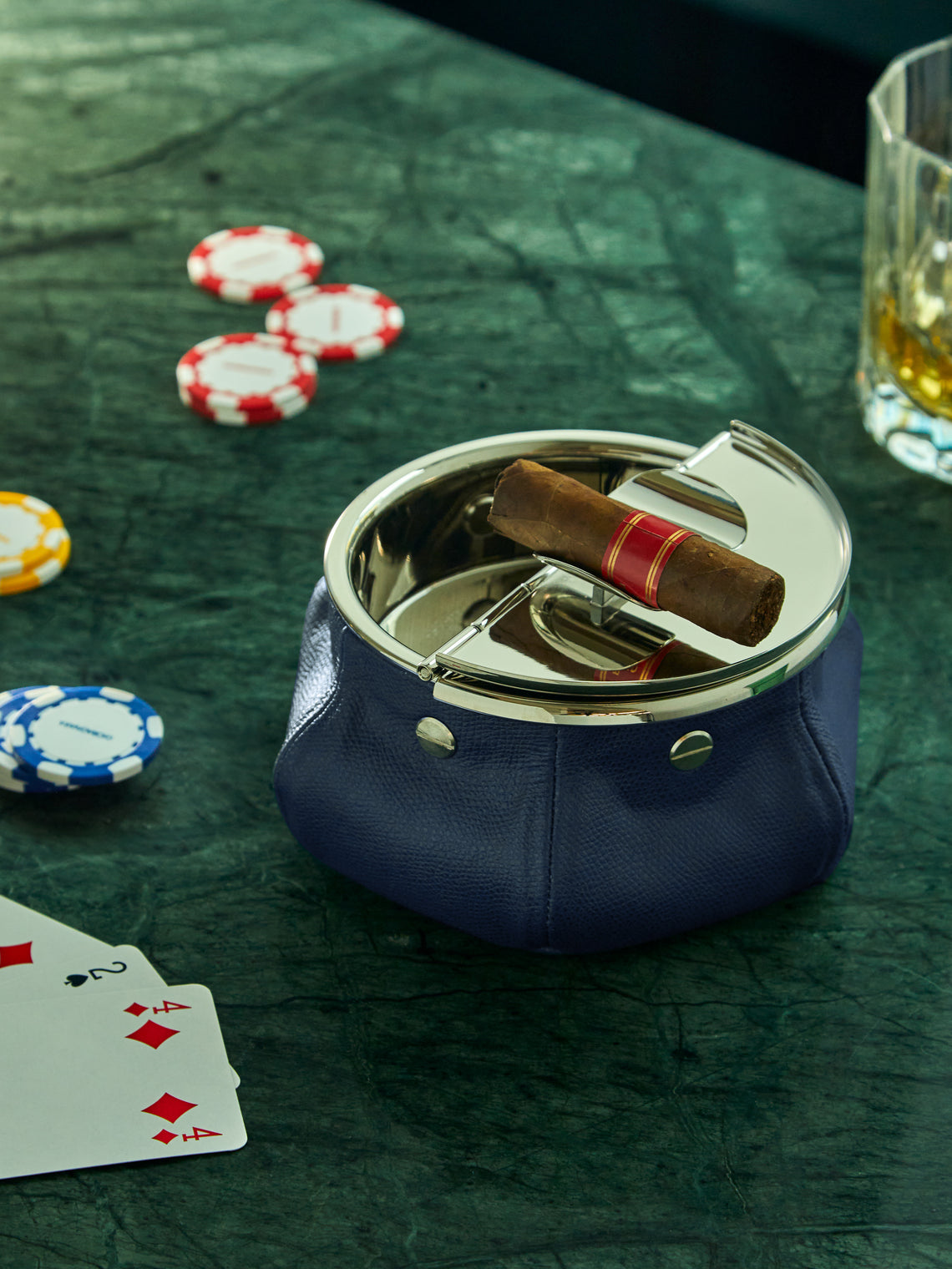 Giobagnara - Laurence Leather Bean Bag Ashtray - Blue - ABASK