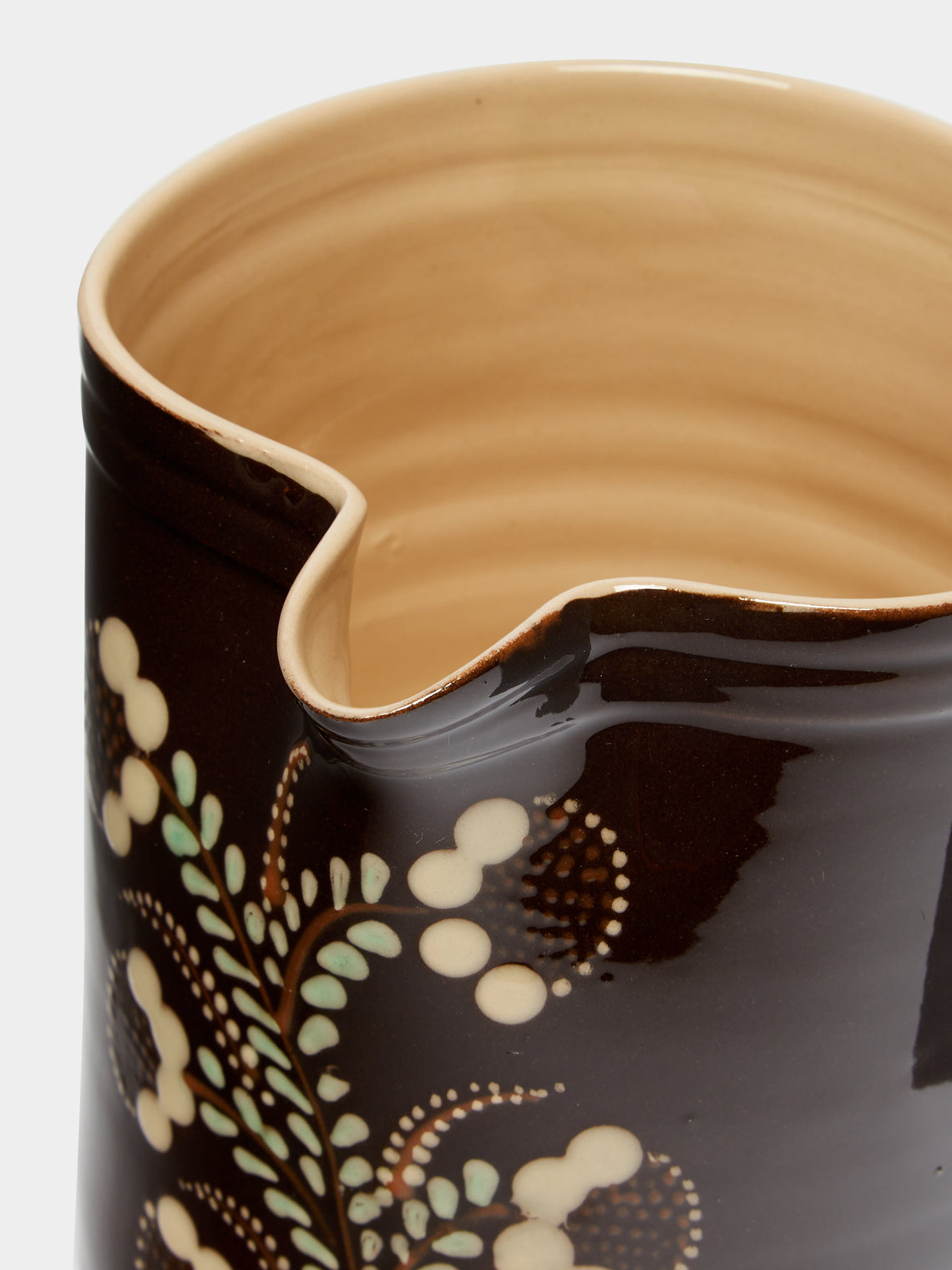 Poterie d’Évires - Flowers Hand-Painted Ceramic Straight-Edge Jug -  - ABASK