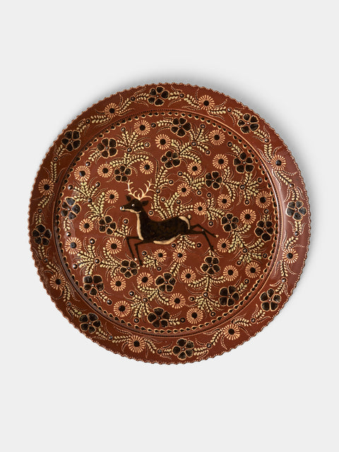 Poterie d’Évires - Stags Hand-Painted Ceramic Giant Platter - Light brown - ABASK - 