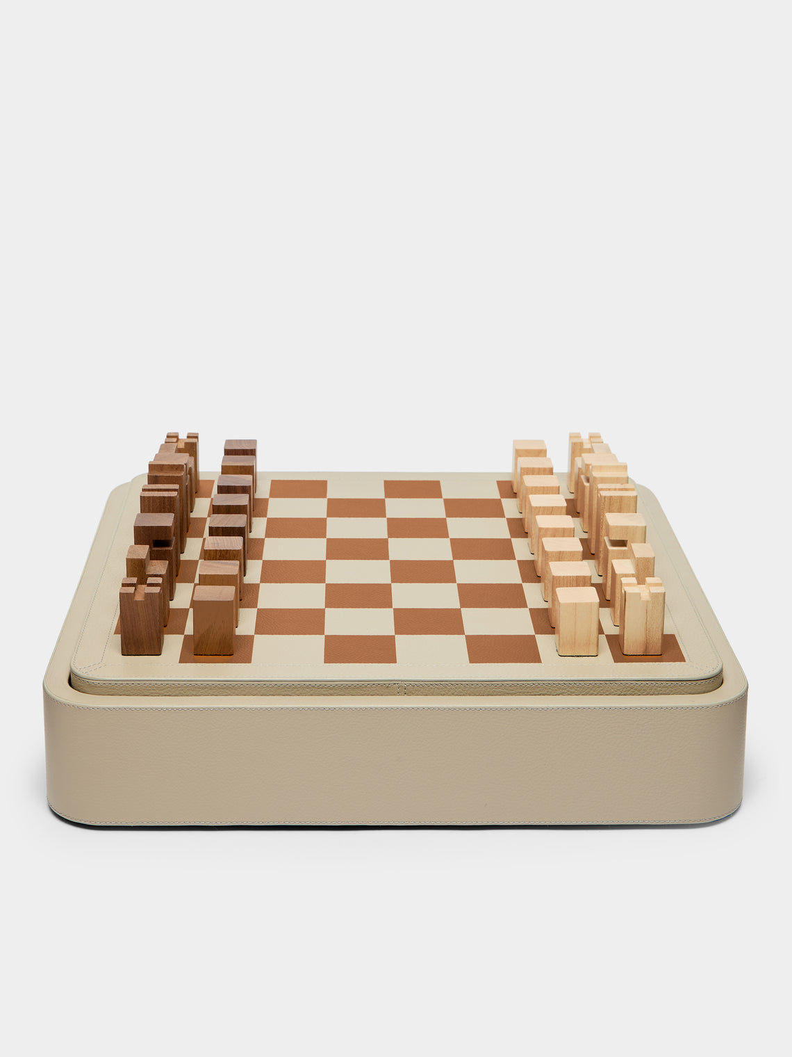Giobagnara x Poltrona Frau - Leather Triple Checkers, Chess and Dominoes Compendium - Tan - ABASK - 
