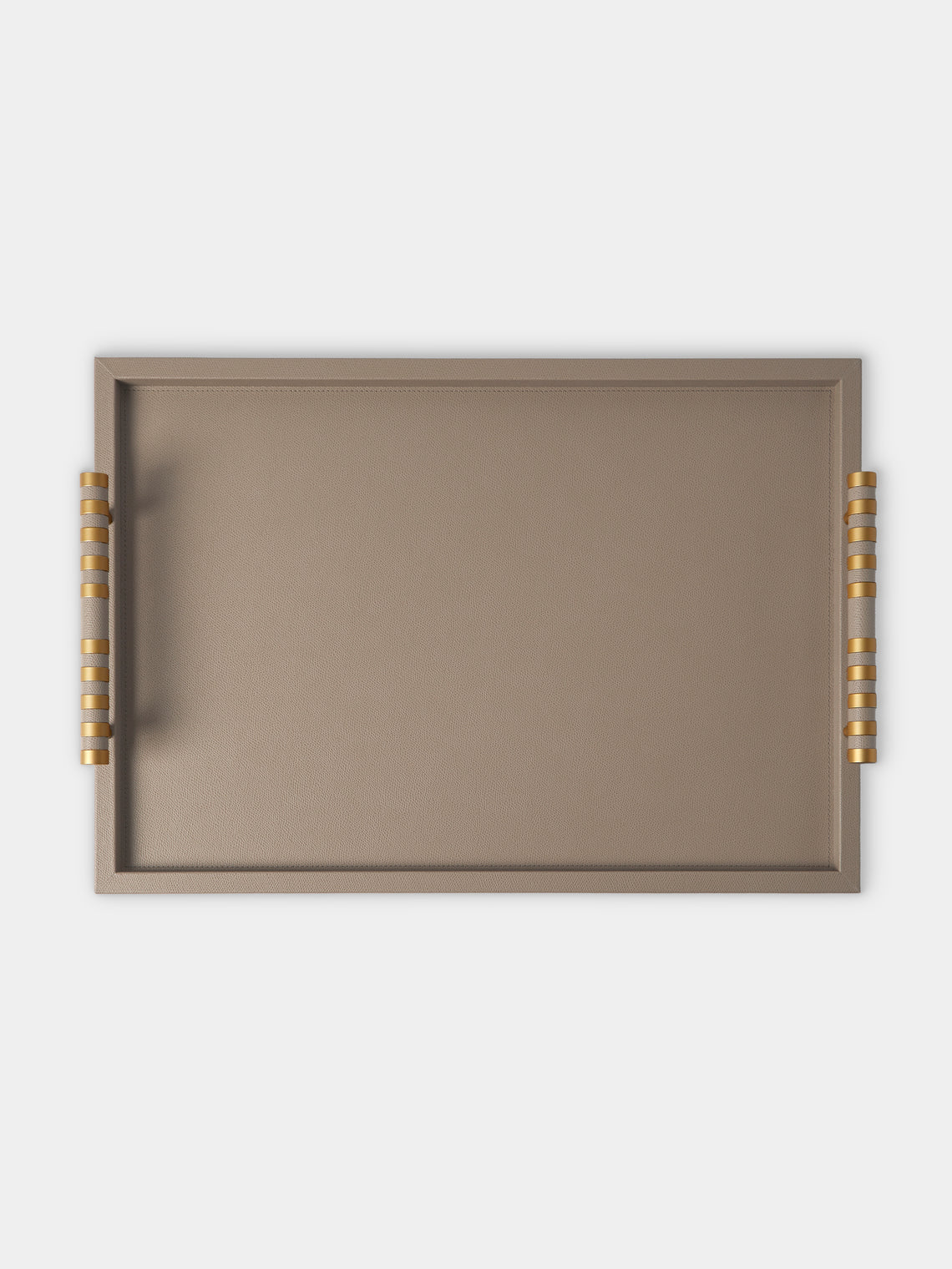 Pinetti - Saturno Leather Tray (22.5in/57.5cm) - Taupe - ABASK - 