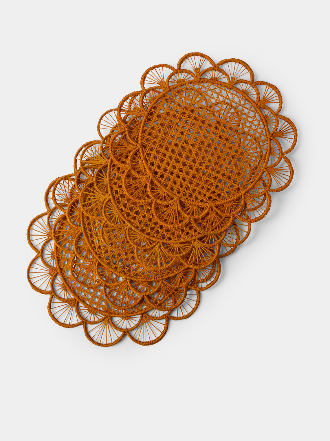 CasaLatina - Margarita Handwoven Iraca Palm Placemats (Set of 4) - Orange - ABASK