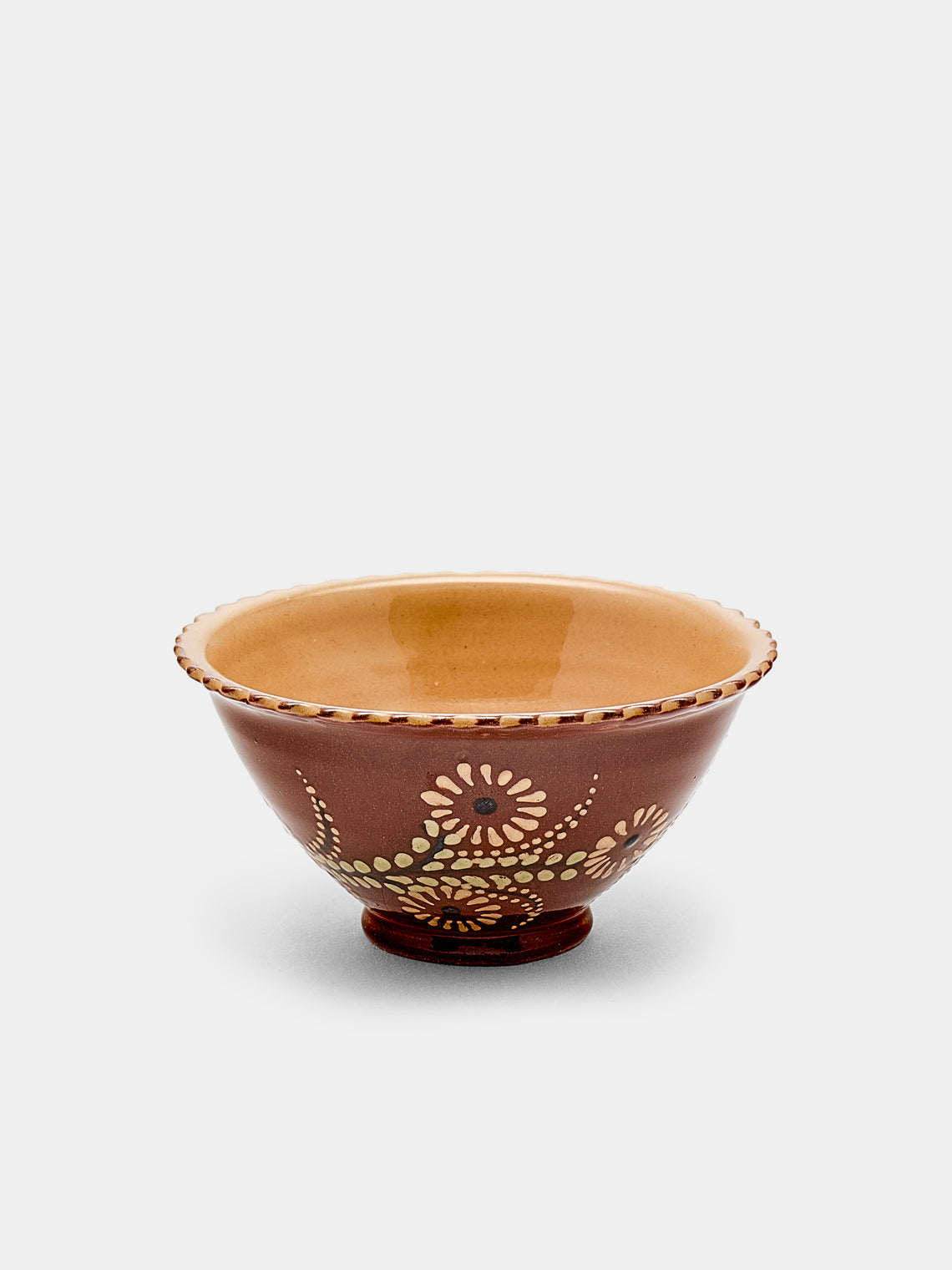 Poterie d’Évires - Flowers Hand-Painted Ceramic Small Fluted Bowls (Set of 8) - Light brown - ABASK
