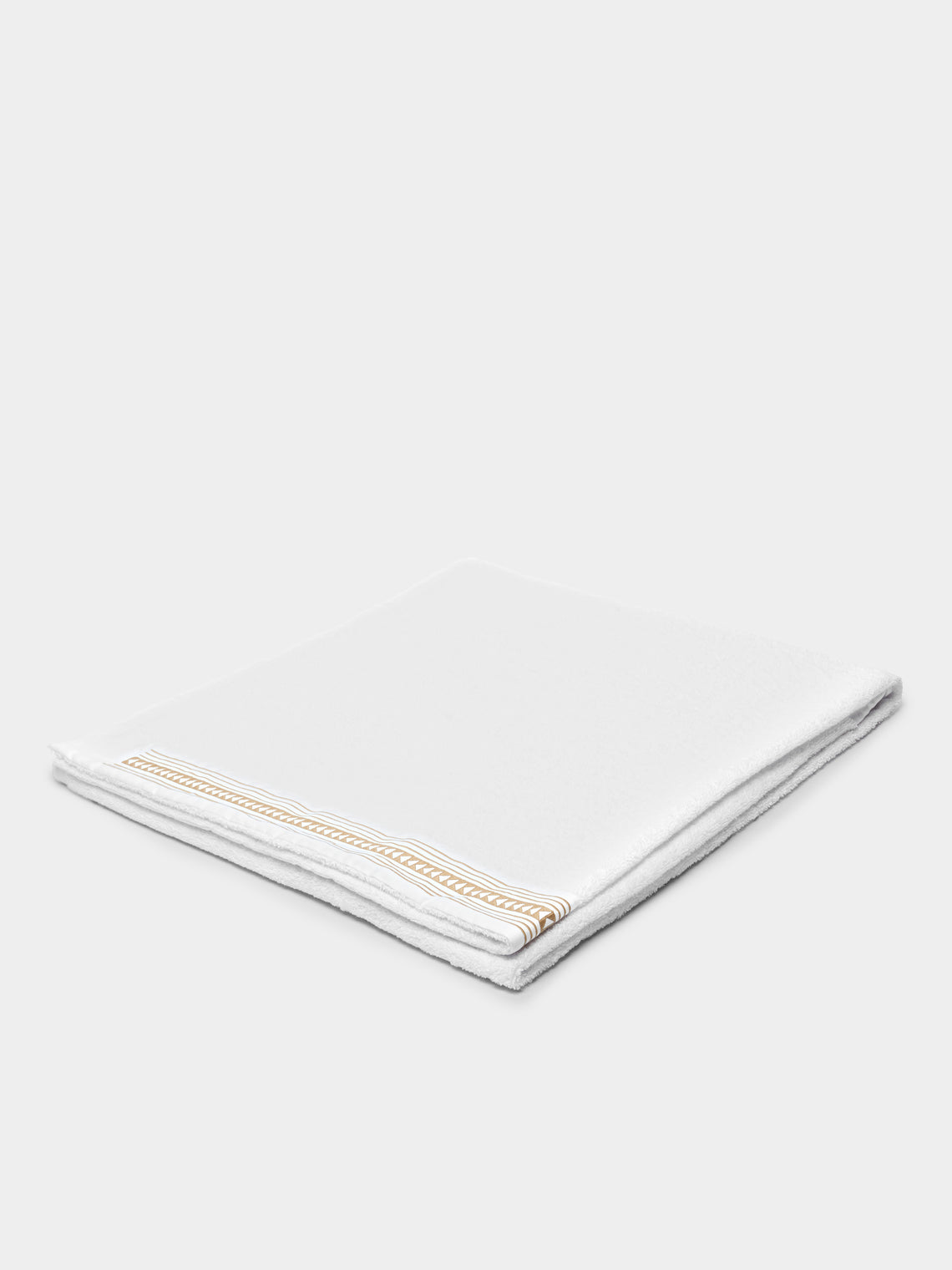 Loretta Caponi - Arrows Hand-Embroidered Cotton Bath Sheet - White - ABASK