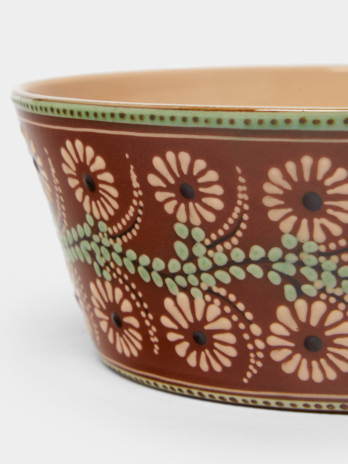 Poterie d’Évires - Flowers Hand-Painted Ceramic Large Handled Serving Bowl -  - ABASK