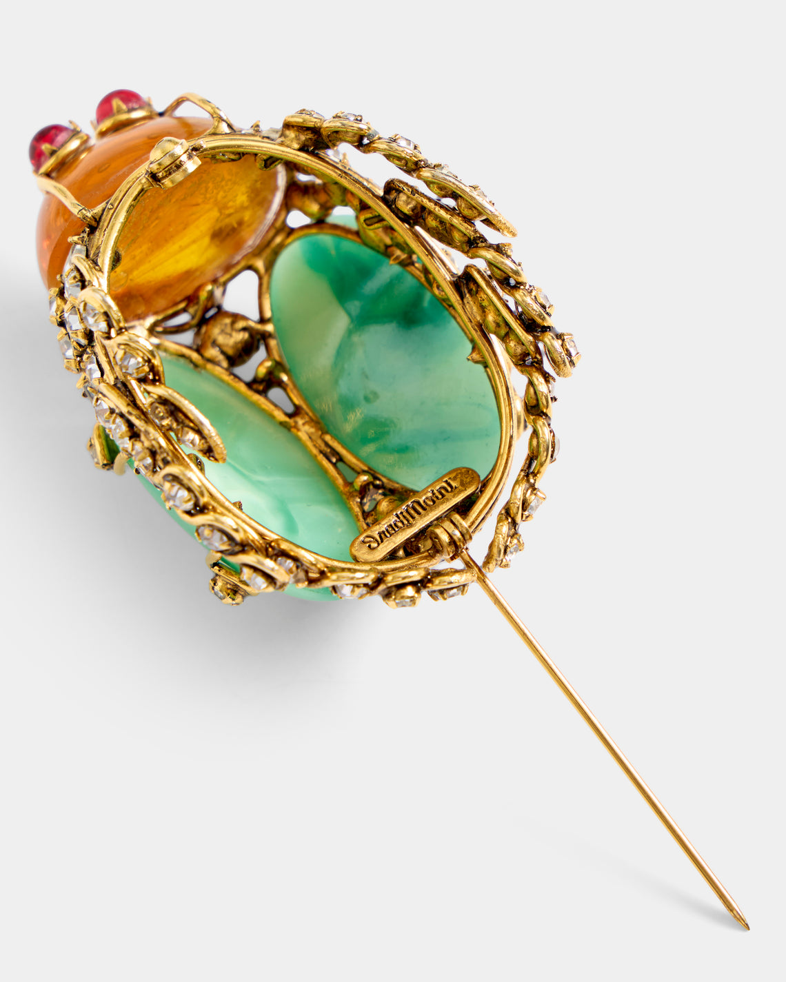 Mahnaz Collection - Women's Vintage 1990 Iradj Moini Yellow Gold and Crystal Brooch Pendant - Multiple - ABASK