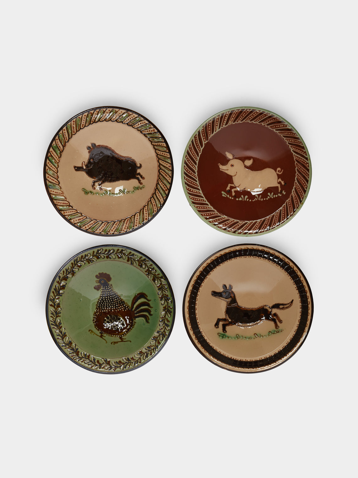 Poterie d’Évires - Animals Hand-Painted Ceramic Breakfast Bowls (Set of 4) -  - ABASK - 