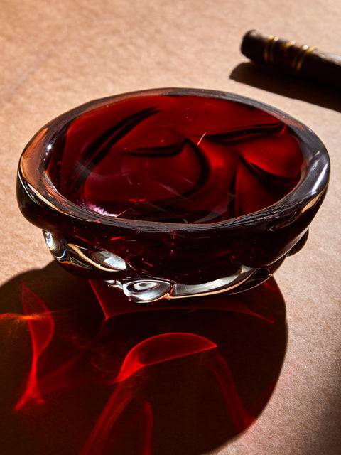 Antique and Vintage - 1960s Murano Glass Ashtray - Red - ABASK