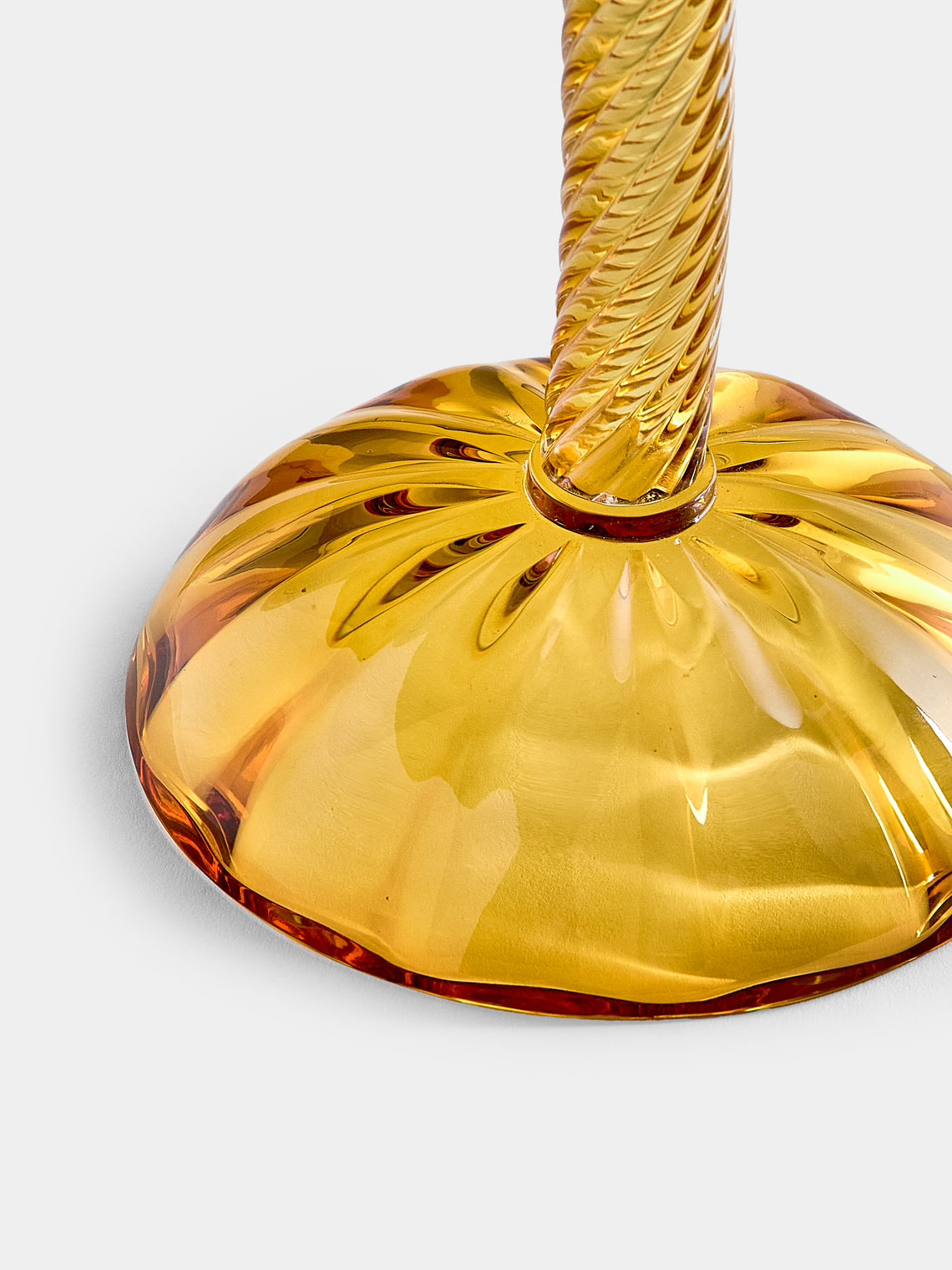 Aina Kari - Venetian Knot Hand-Blown Murano Glass Candlestick Holder - Yellow - ABASK