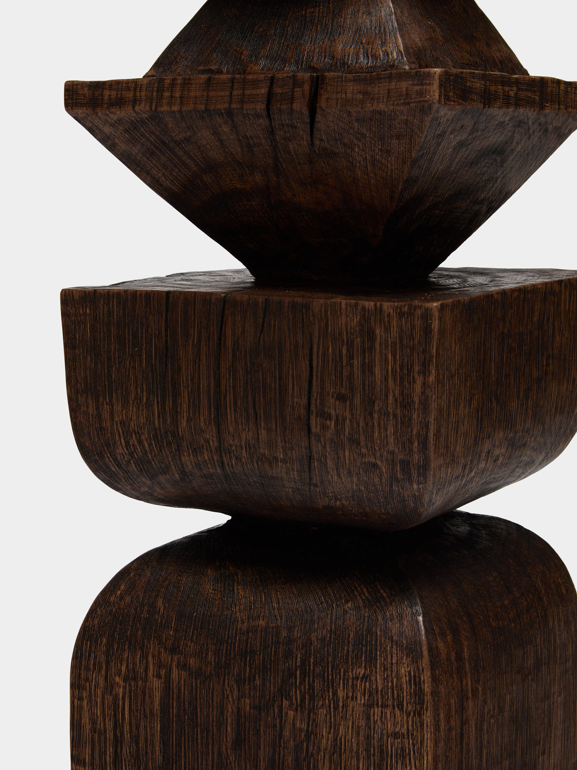 Jamie Gaunt Designs - Totem Hand-Carved Wood Candle Holder - Dark Brown - ABASK