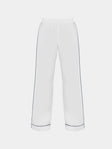 Sebline - Stitch Hand-Embroidered Cotton Pajama Trousers | Size: M - White - ABASK - 