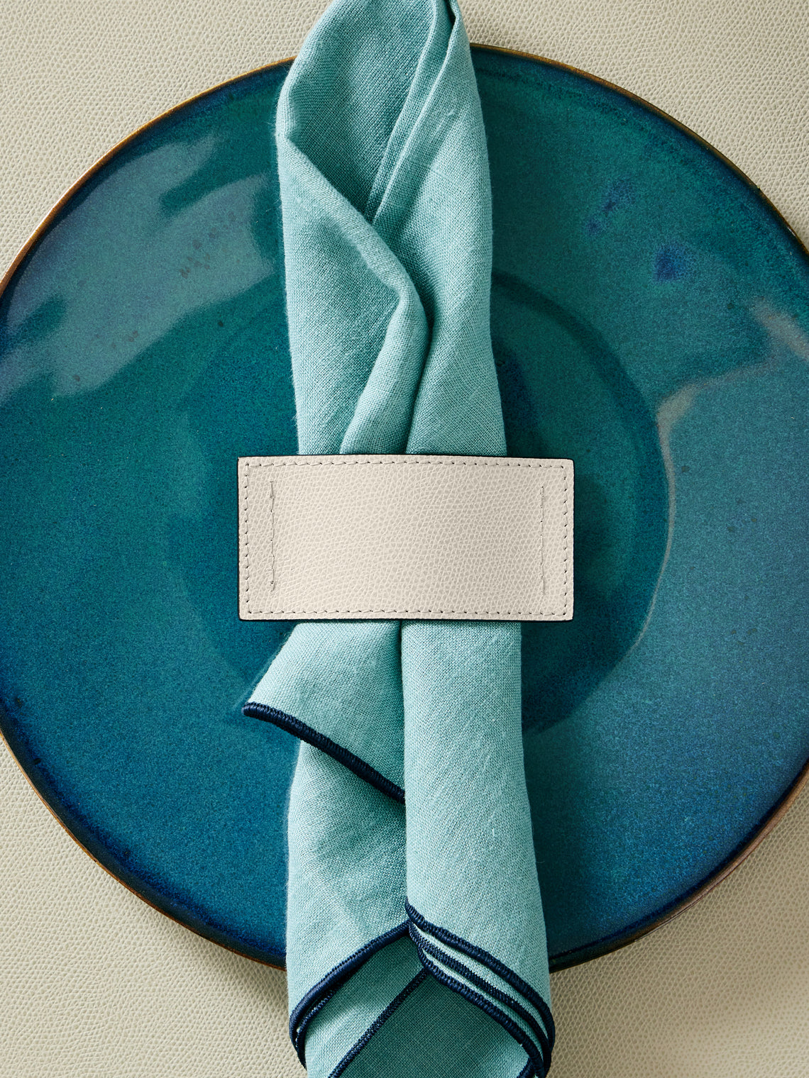 Giobagnara - Zim Leather Napkin Ring - Beige - ABASK