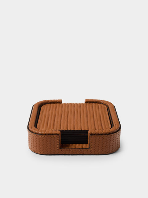 Pinetti - Leather Square Coasters (Set of 6) - Camel - ABASK - 