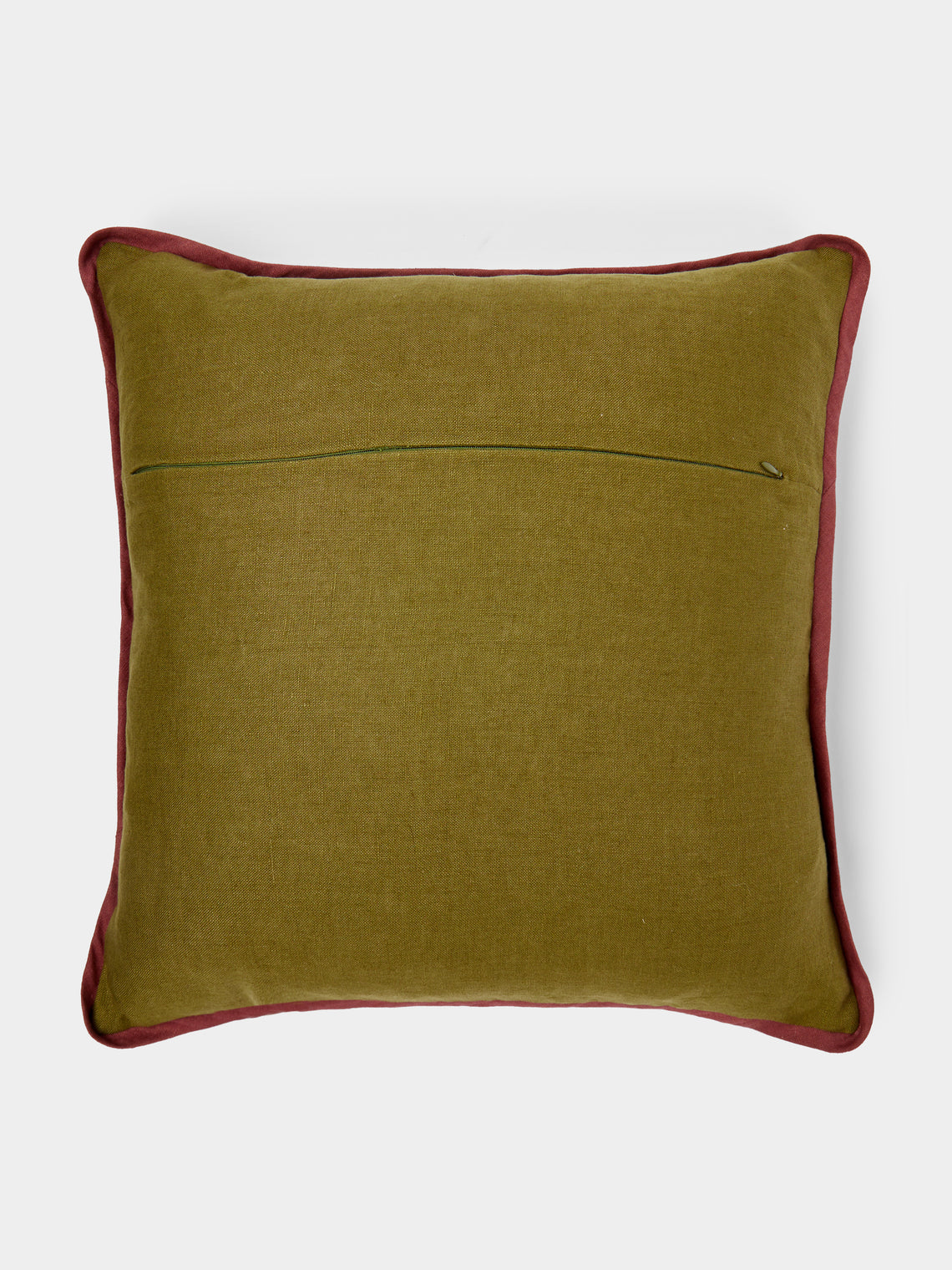 Rosemary Milner - Seaweed Hand-Embroidered Cotton Cushion -  - ABASK