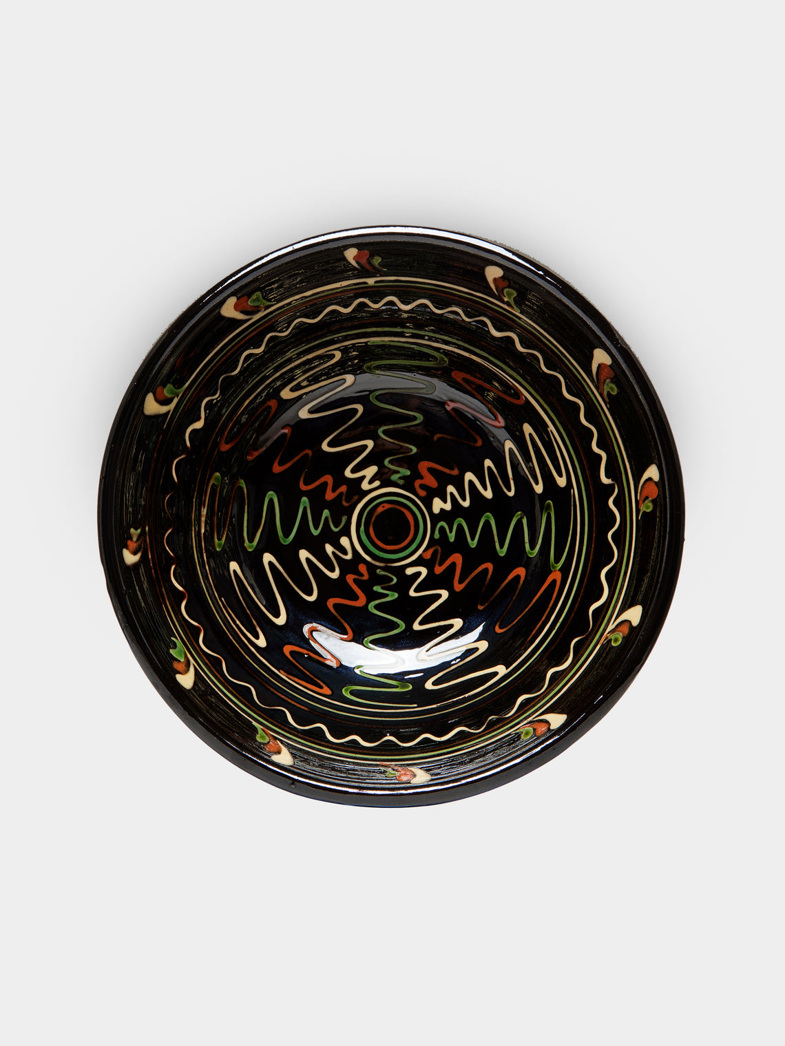 Poterie de Cliousclat - Hand-Painted Slipware Serving Bowl -  - ABASK