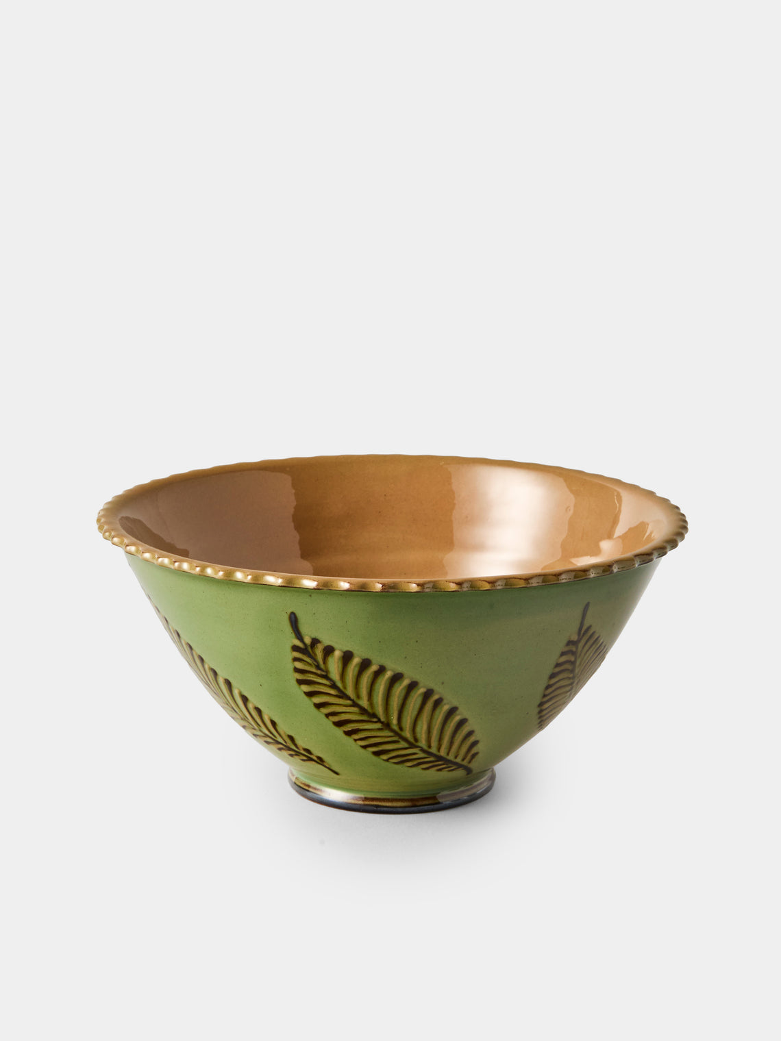 Poterie d’Évires - Flowers Hand-Painted Ceramic Fluted Bowls (Set of 4) - Green - ABASK