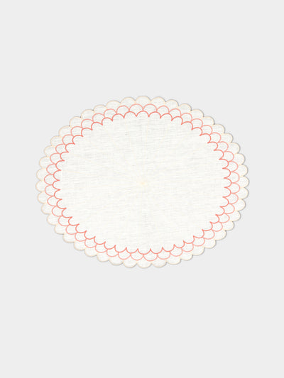 Los Encajeros - Escamas Embroidered Linen Placemats (Set of 4) -  - ABASK - 