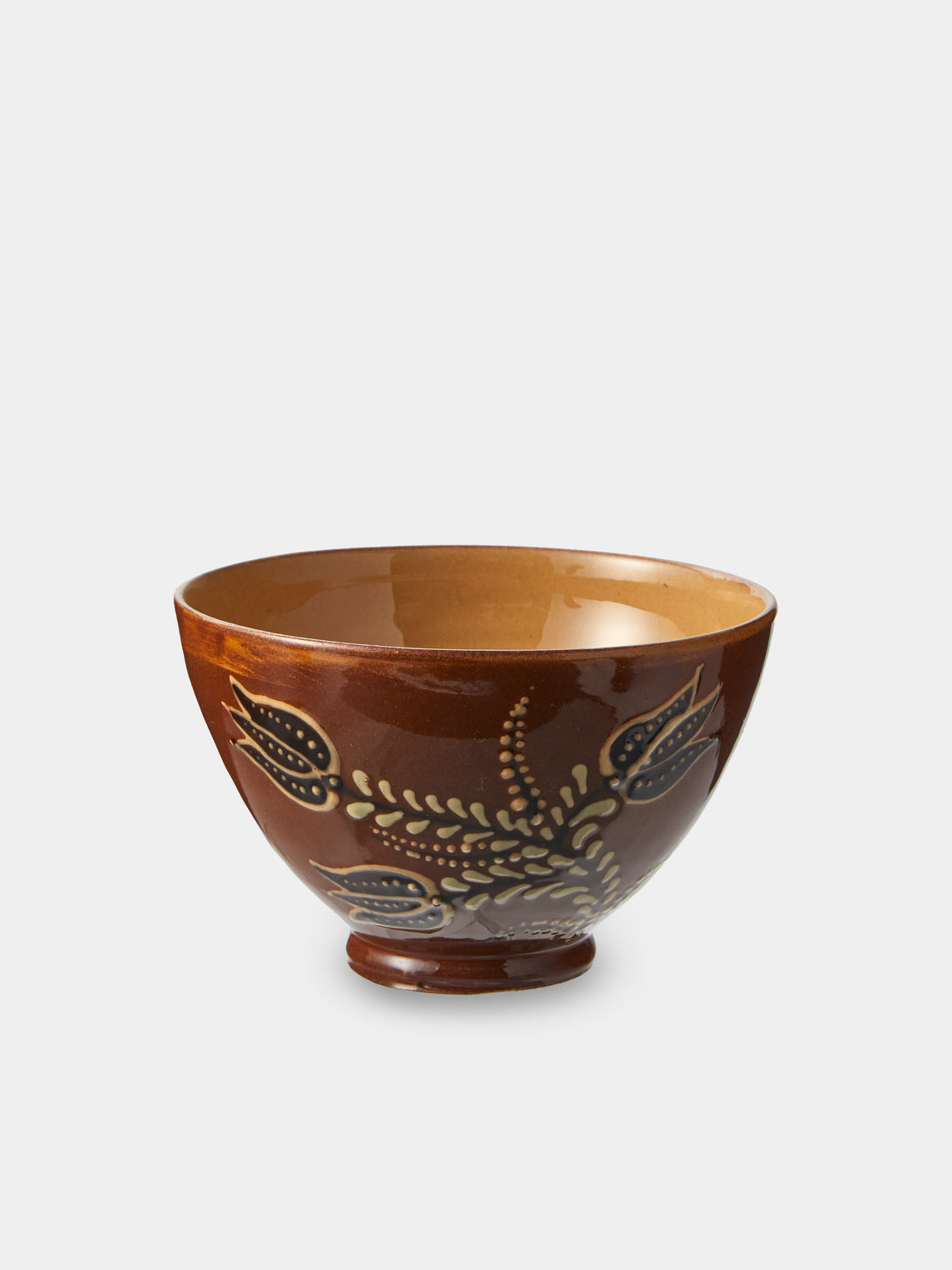 Poterie d’Évires - Flowers Hand-Painted Ceramic Small Bowls (Set of 4) - Brown - ABASK