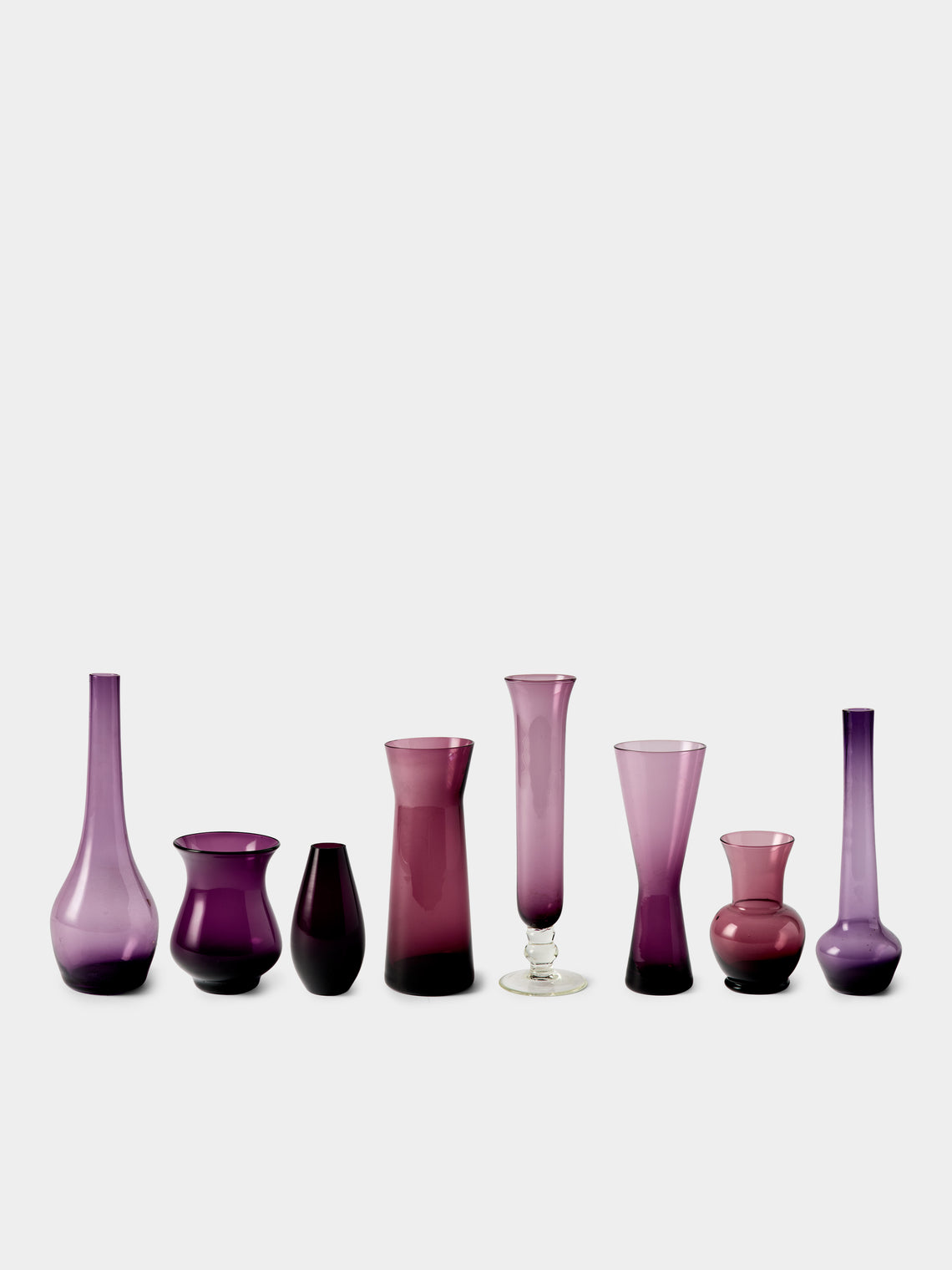 Antique and Vintage - Mid-Century Glass Bud Vases (Set of 8) - Purple - ABASK - 