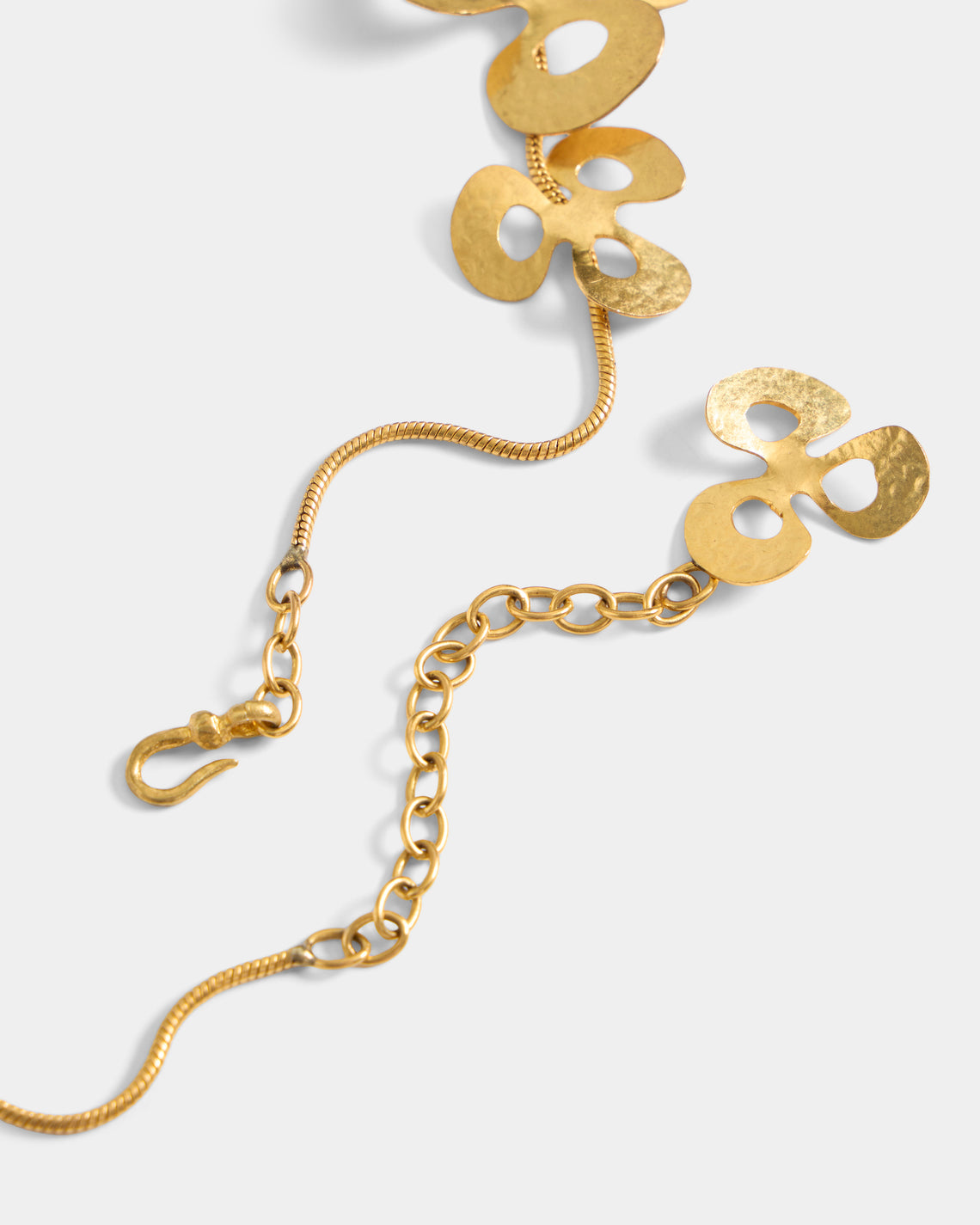 Mahnaz Collection - Women's Vintage 1985 Hervé van der Straeten French Gilded Brass Leaf Flower Chain Necklace - Gold - ABASK