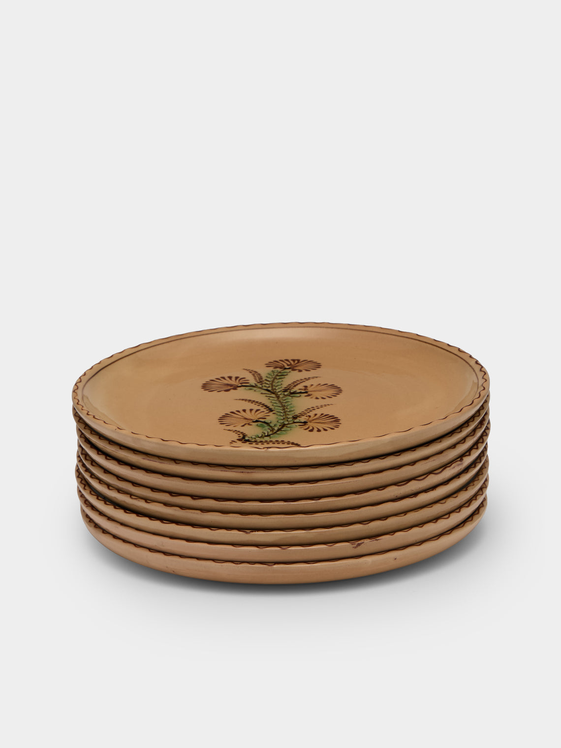 Poterie d’Évires - Flowers Hand-Painted Ceramic Plates – 9.5in/24cm (Set of 8) - Cream - ABASK