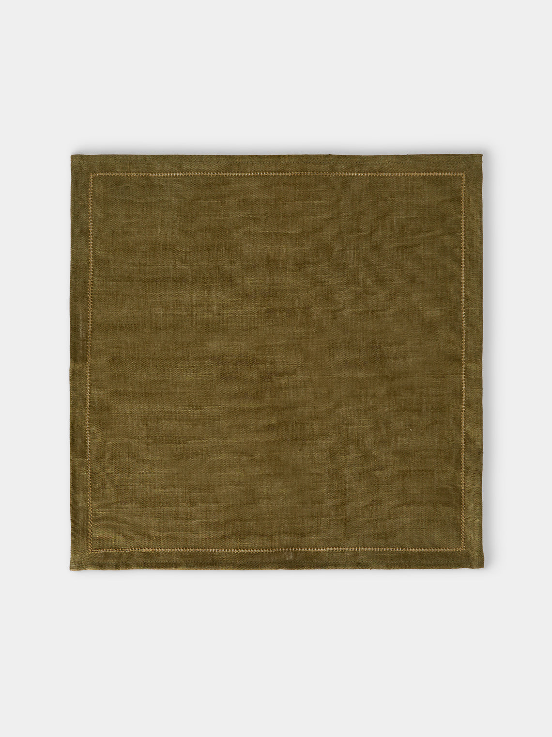 Volga Linen - Hem-Stitch Linen Napkins (Set of 6) - Green - ABASK