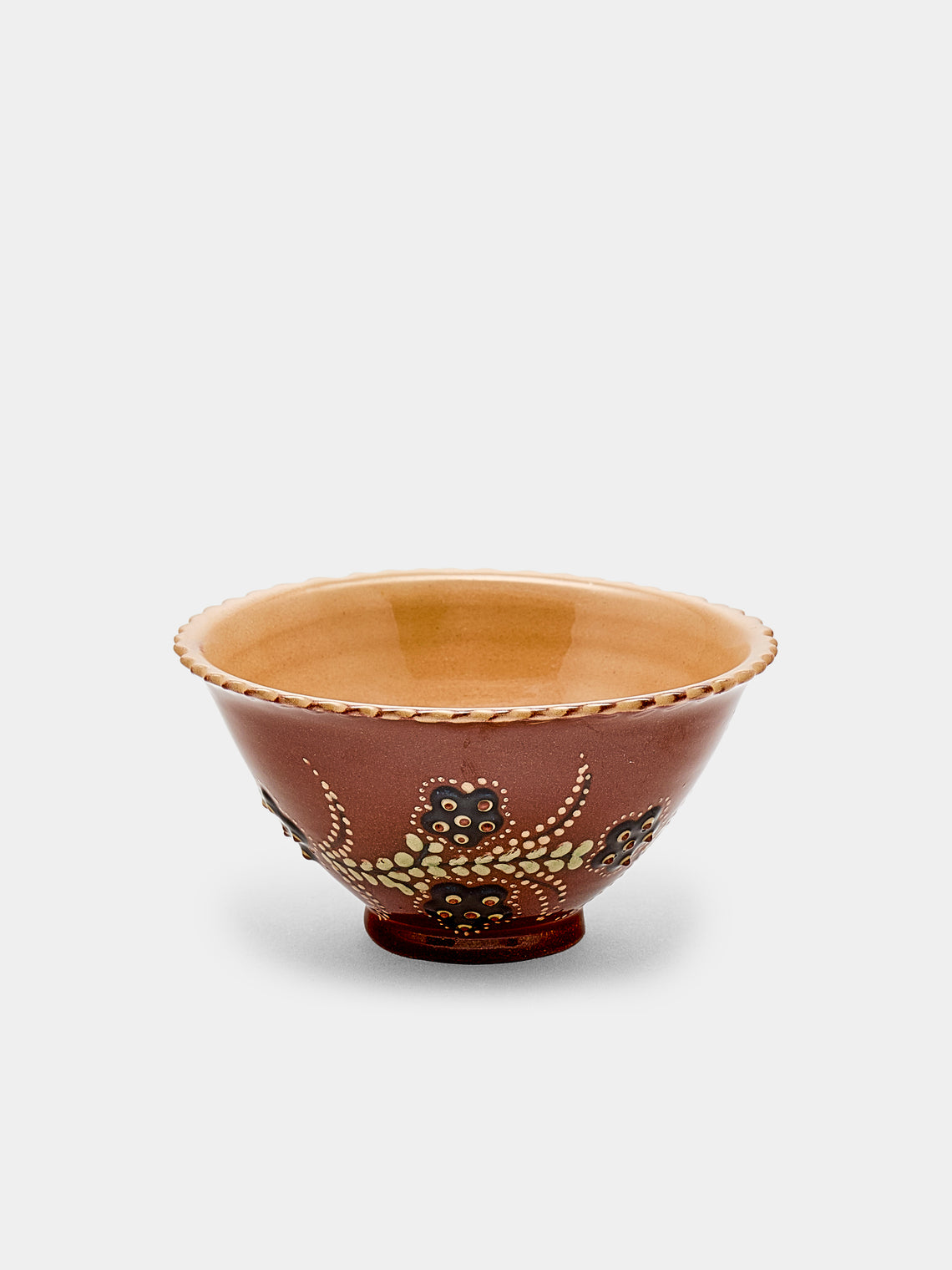 Poterie d’Évires - Flowers Hand-Painted Ceramic Small Fluted Bowls (Set of 8) - Light brown - ABASK