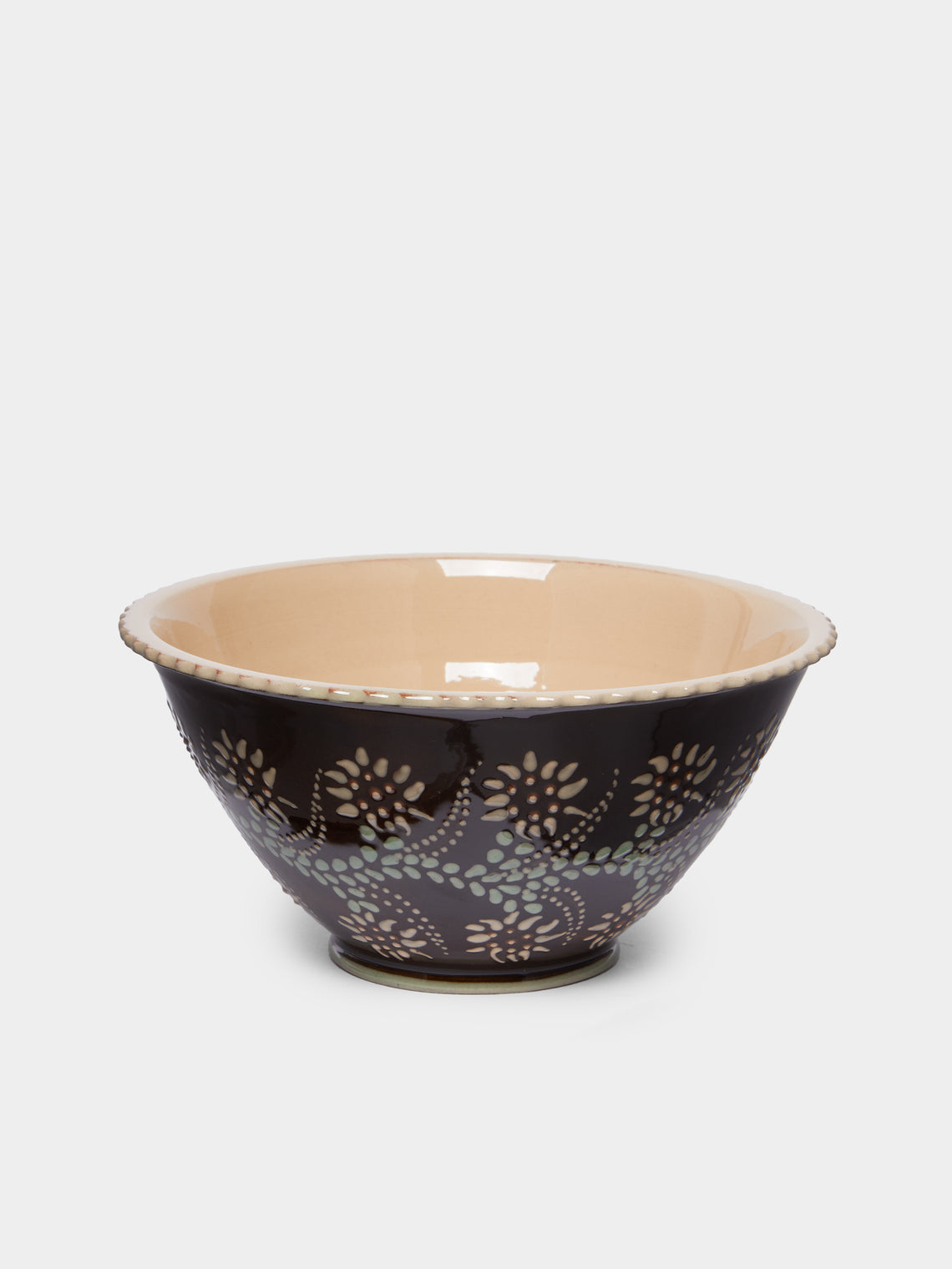 Poterie d’Évires - Flowers Hand-Painted Ceramic Fluted Bowl -  - ABASK - 