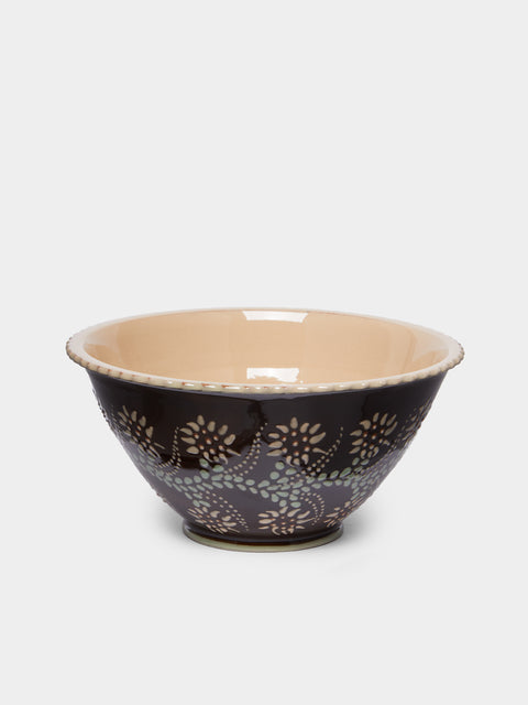 Poterie d’Évires - Flowers Hand-Painted Ceramic Fluted Bowl -  - ABASK - 