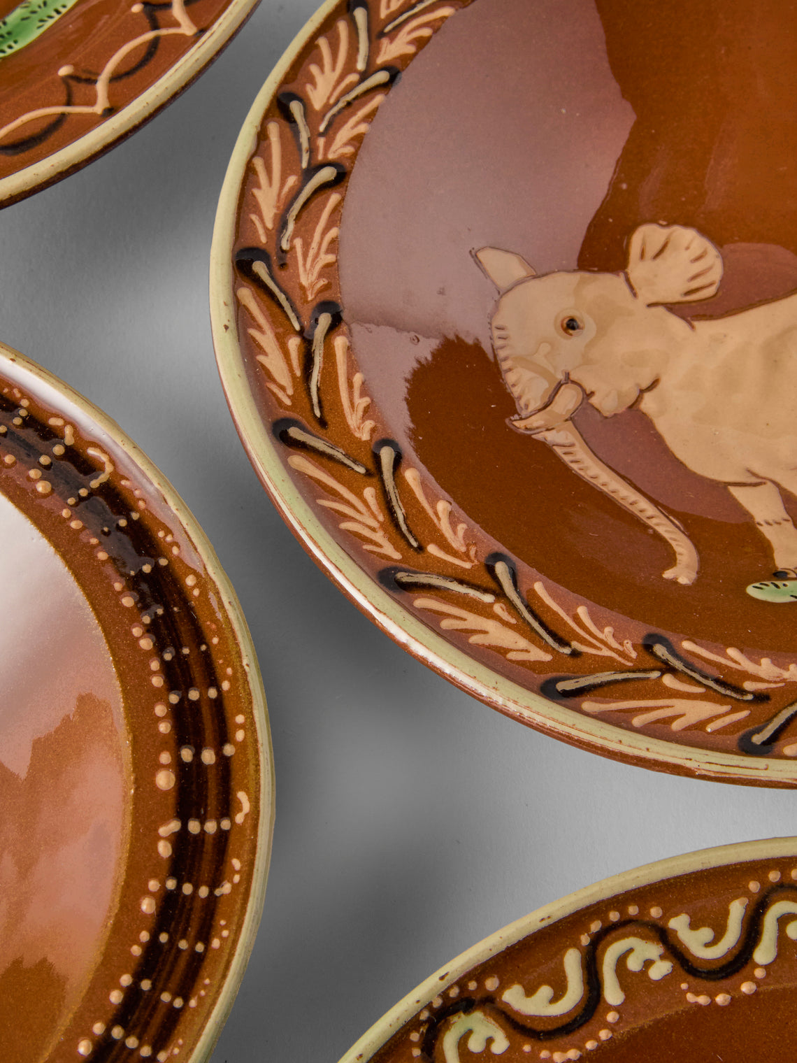 Poterie d’Évires - Animals Hand-Painted Ceramic Breakfast Bowls (Set of 4) - Light Brown - ABASK
