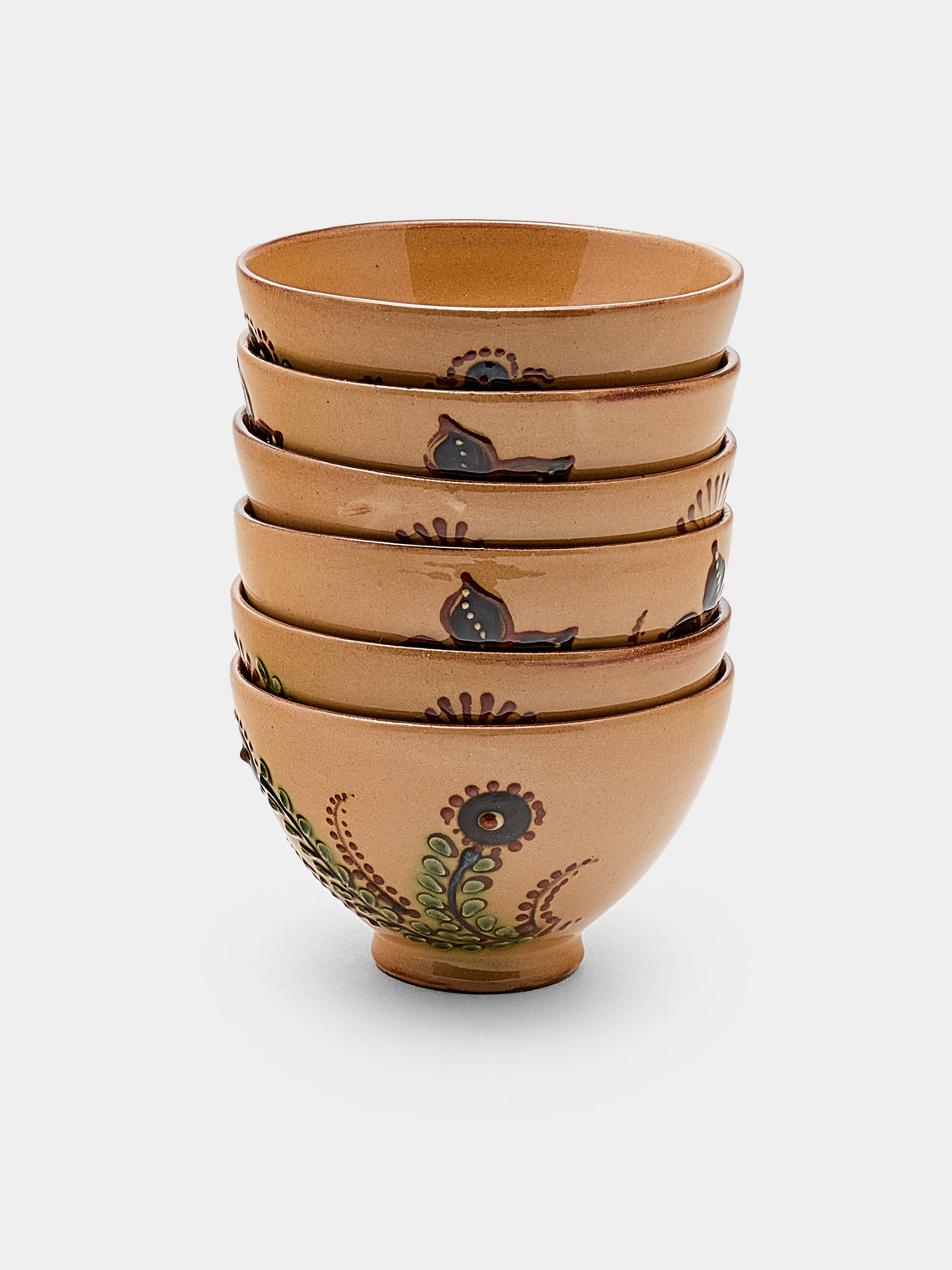 Poterie d’Évires - Flowers Hand-Painted Ceramic Petit Bowls (Set of 6) - Cream - ABASK - 