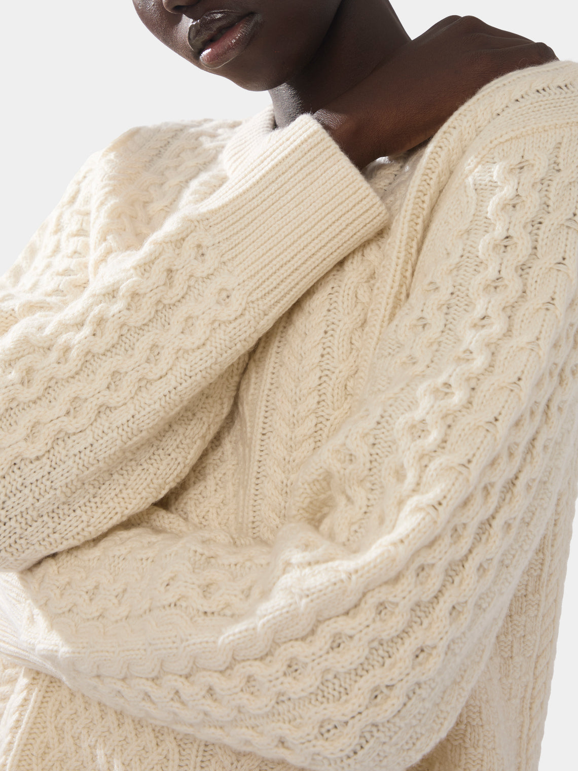 Women's Cashmere Cable-Knit Crew-Neck Sweater