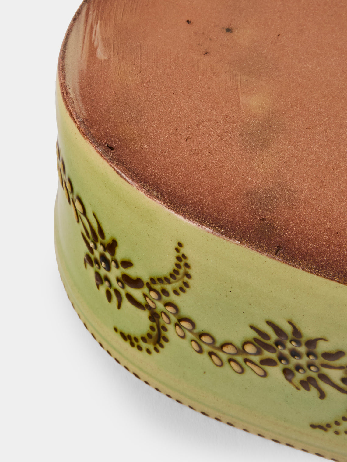 Poterie d’Évires - Flowers Hand-Painted Ceramic Mini Oval Dish - Green - ABASK