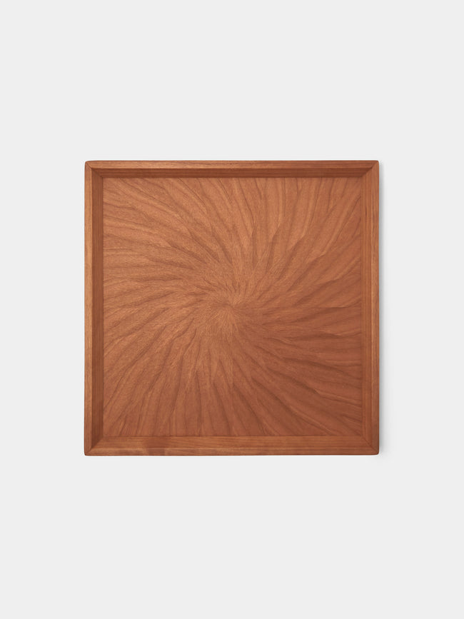 Mori Kougei - Poke Black Cherry Wood Square Tray (10.5in/26.5cm) - Brown - ABASK - 