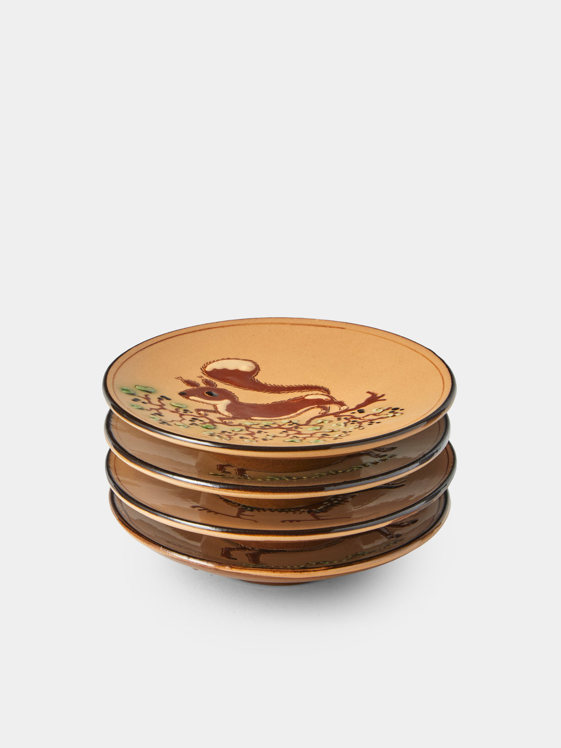 Poterie d’Évires - Animals Hand-Painted Ceramic Plates – 5.5in/14cm (Set of 4) - Cream - ABASK