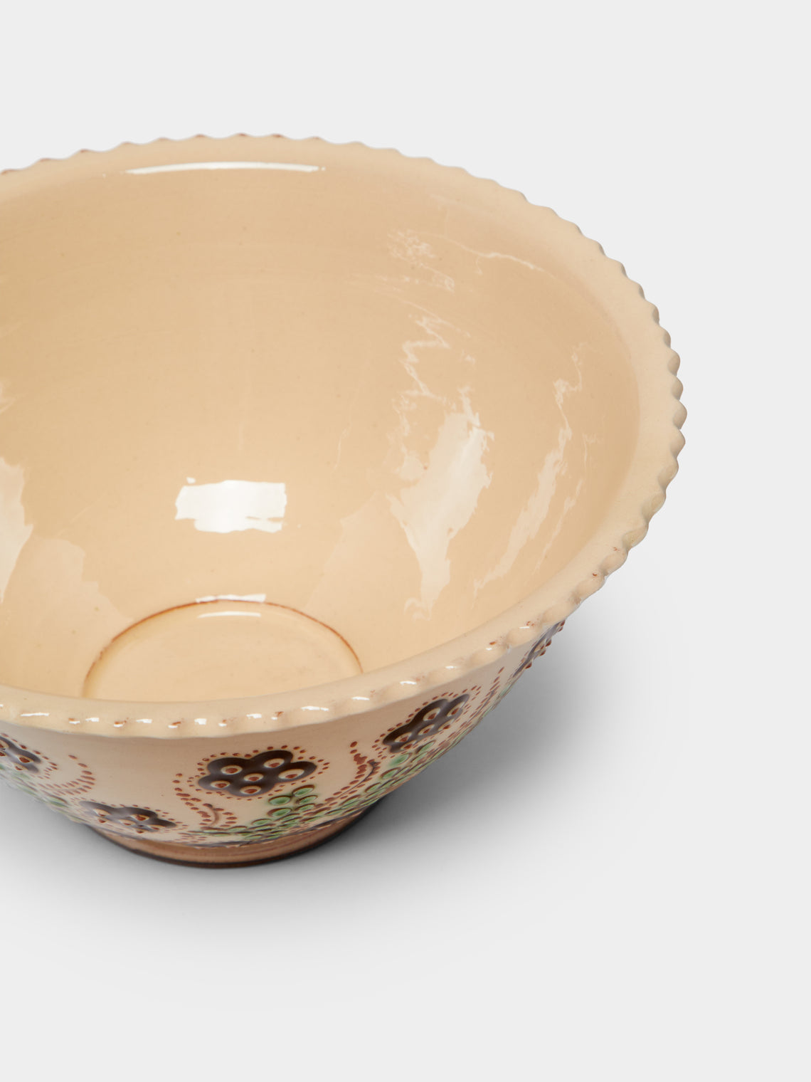 Poterie d’Évires - Flowers Hand-Painted Ceramic Fluted Bowl -  - ABASK