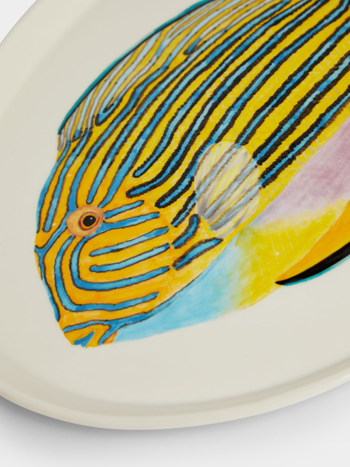 Casa Adams - Striped Surgeonfish Hand-Painted Porcelain Serving Platter -  - ABASK