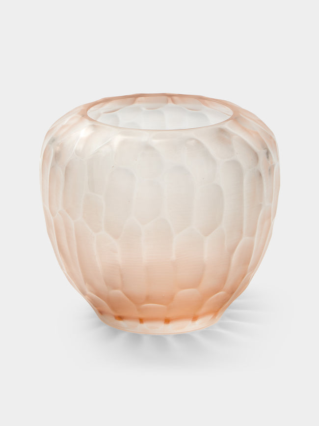 Micheluzzi Glass - Goccia Rose Bamboo Hand-Blown Murano Glass Vase (8in/20cm) - Pink - ABASK - 