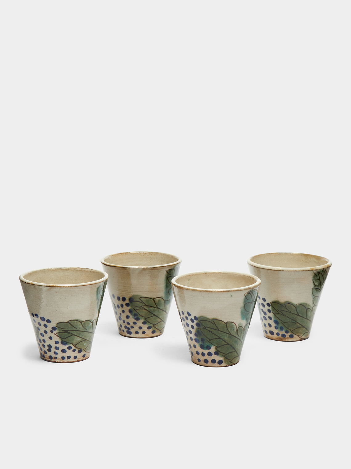 Anut Cairo - Leaves Hand-Painted Ceramic Espresso Cups (Set of 4) -  - ABASK