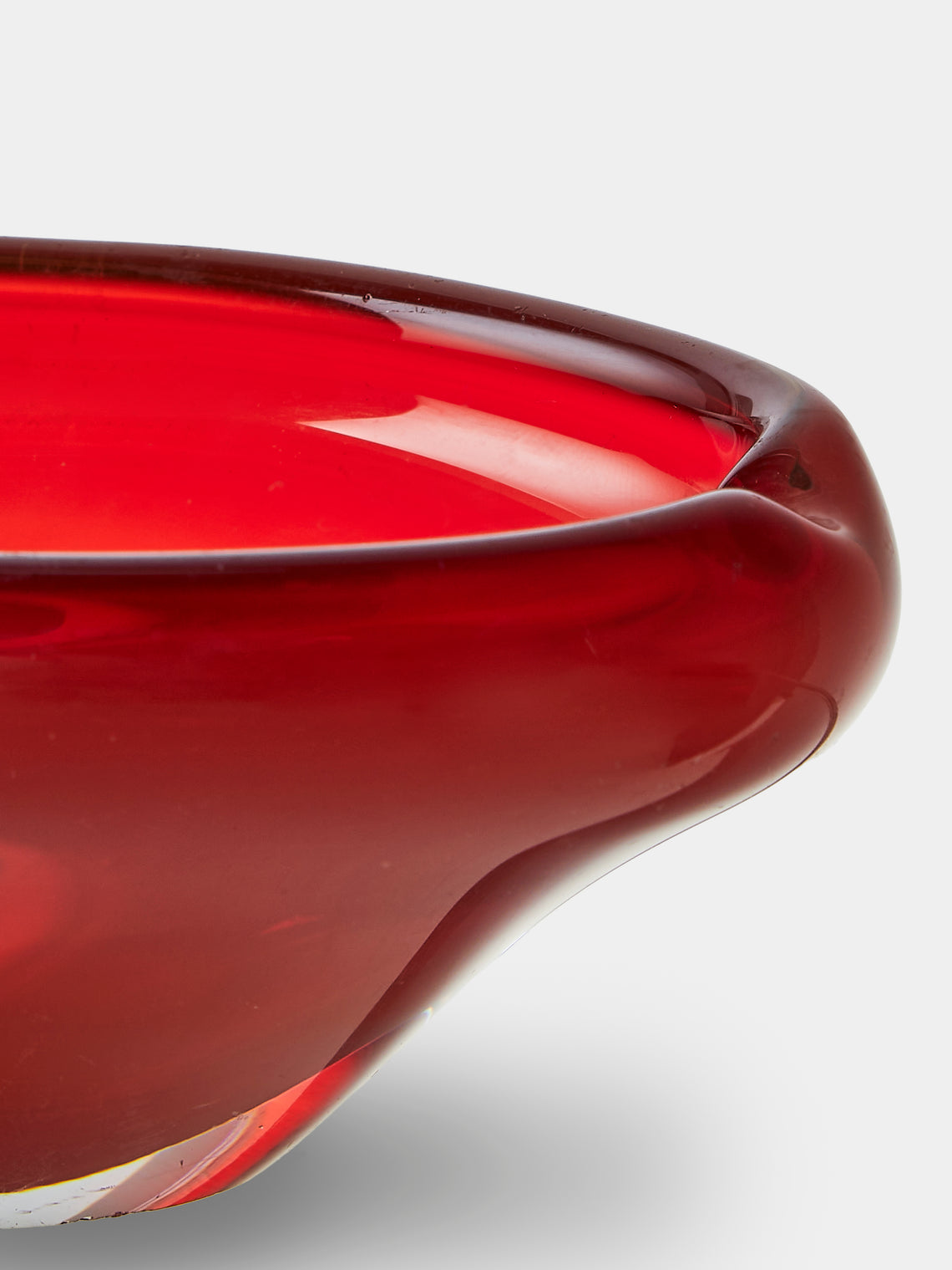 Antique and Vintage - Mid-Century Glass Ashtray - Red - ABASK