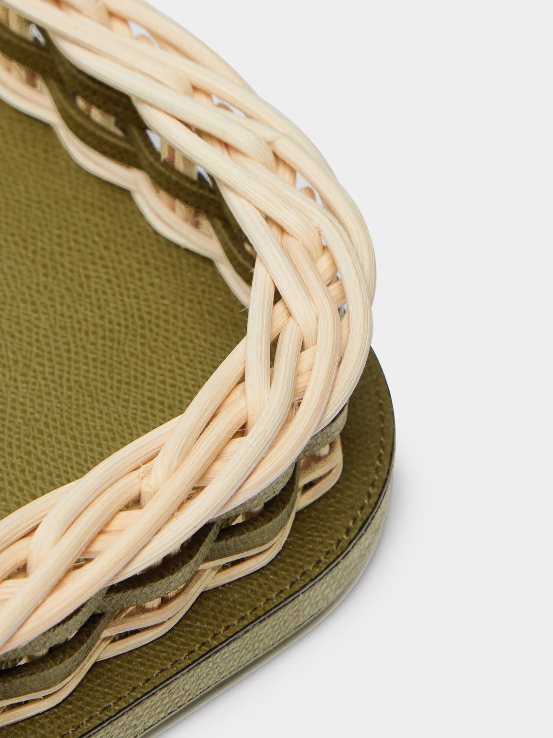 Giobagnara - Leather and Rattan Square Tray -  - ABASK