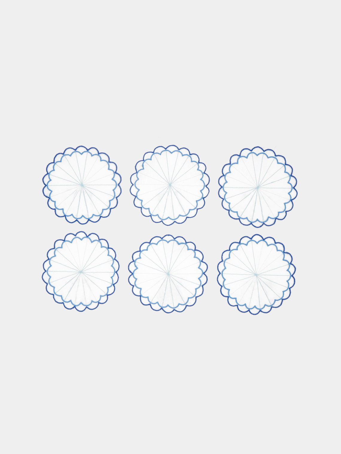 Los Encajeros - Escamas Embroidered Linen Coasters (Set of 6) -  - ABASK