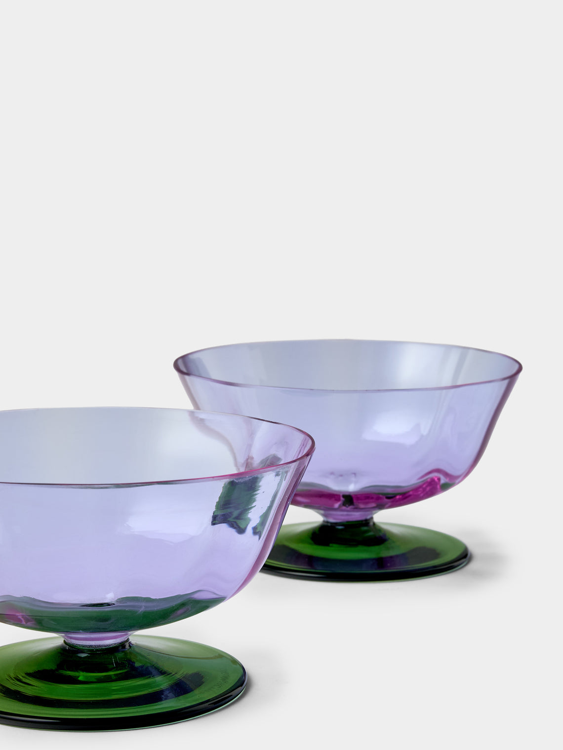 NasonMoretti - | Set of 2 | 1982 Archive Revival Hand-Blown Murano Glass Dessert Coupes - Purple - ABASK